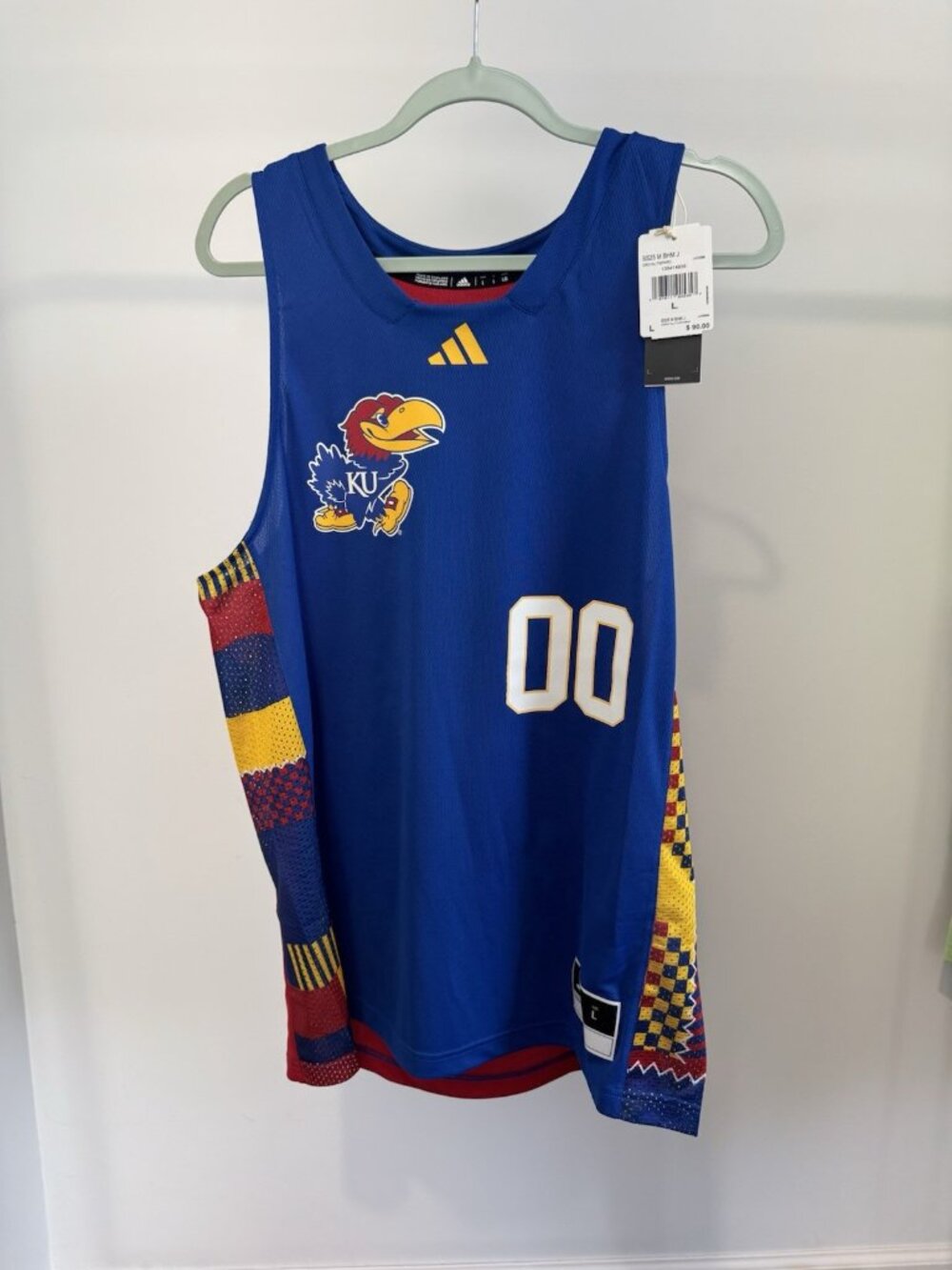 Adidas Kansas Jayhawks Jersey Men's Large Blue BLM Collection NWT $90